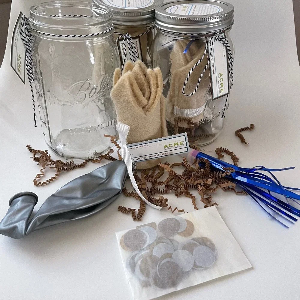 Anthropologie LOT of 3 Mason Jars New Year's Eve Party Accessories By Acme